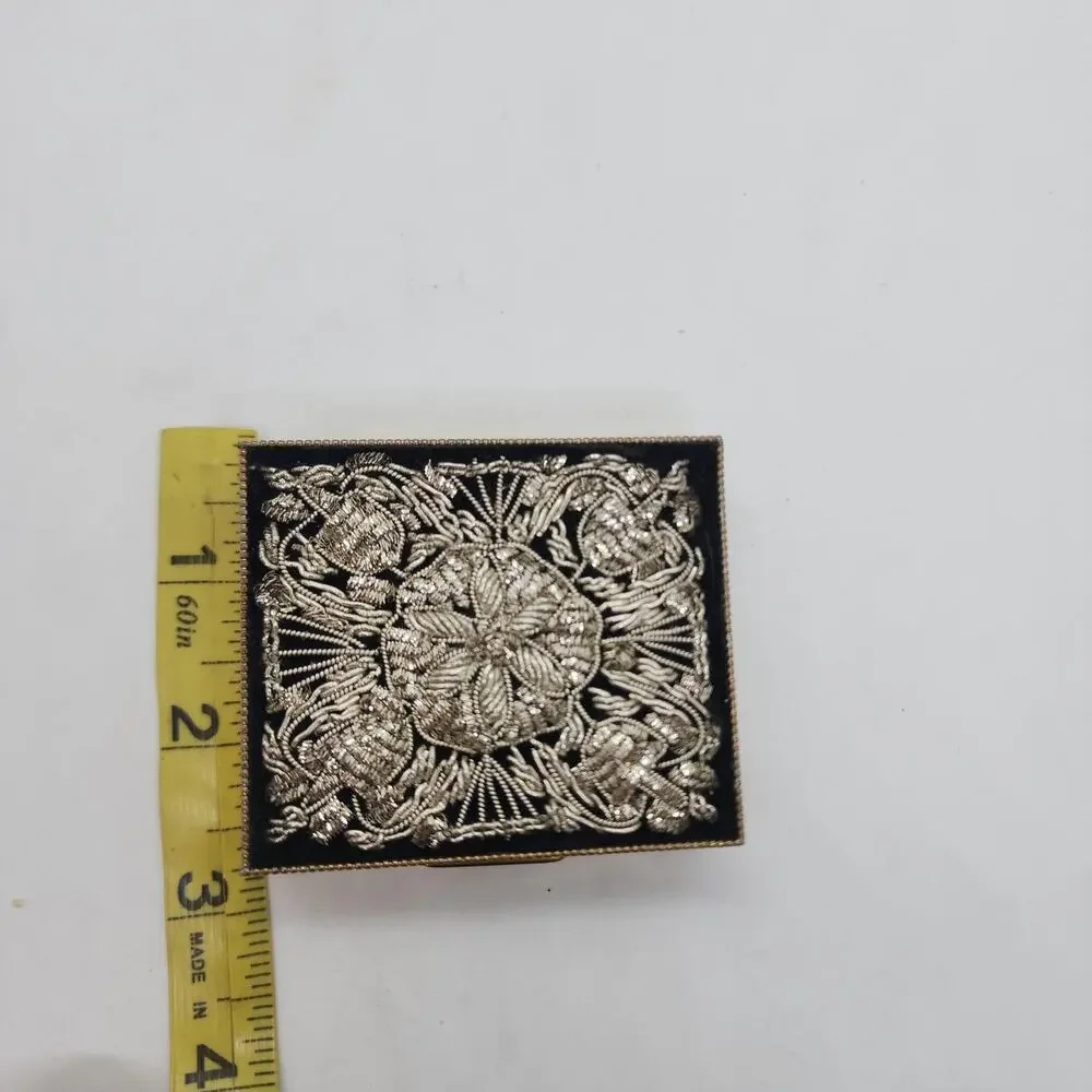 Vintage Treasures of India Zardozi Embroidery Compact Mirror Lipstick Case